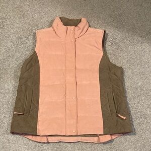 Women's Pink and Brown Quilted Vest